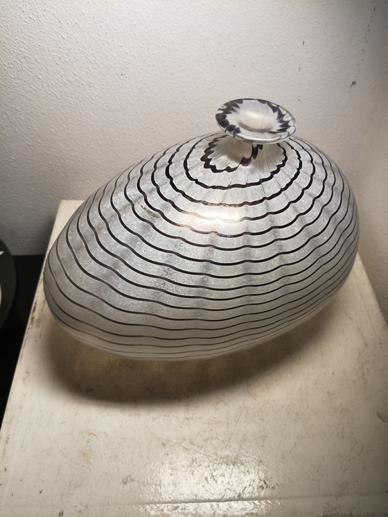 Image 1 of Vintage Kosta Boda 'Aphrodite' Asymmetrical Vase with White Mother of Pearl, designed by Bertil Vallien
Flawless (model 48534)