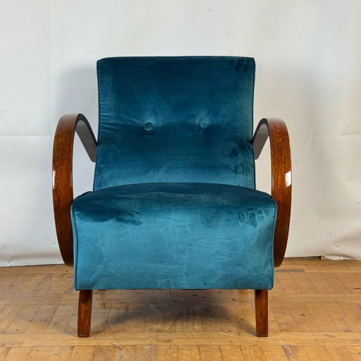 Vollständig restaurierter Jindřich Halabala H-410 Art Deco Sessel aus den 1930er Jahren