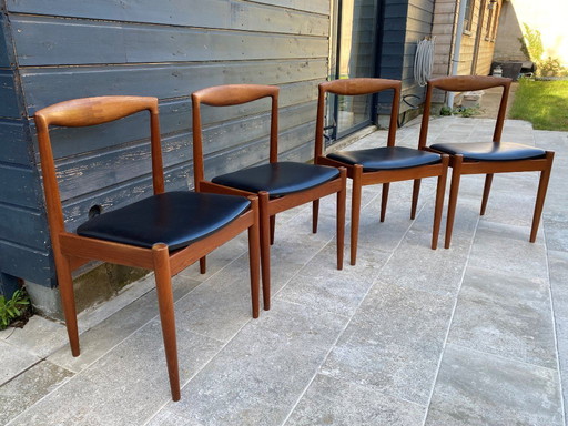 Set di 4 sedie scandinave Johannes Andersen Vamo Sonderborg in teak skai an60 vintage