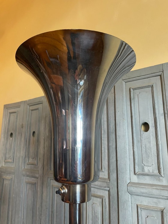 Stehleuchte Uplight Art Deco 1930 Chrom, Stehleuchten, Silber (Foto 4 von 10)