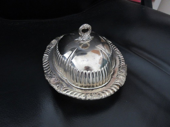Image 1 of Serving Dish Signed Made in Japan, Sterling Silver Overlay, Vintage