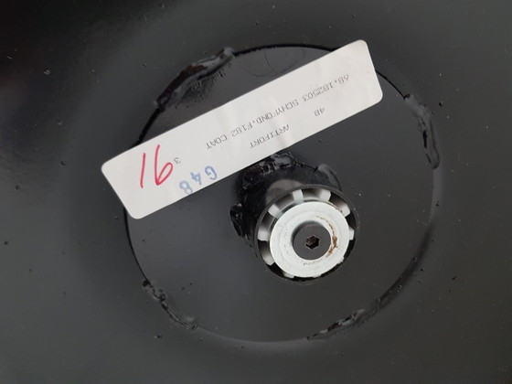 Image 1 of Sillón giratorio Artifort F142 de piel negra con base redonda