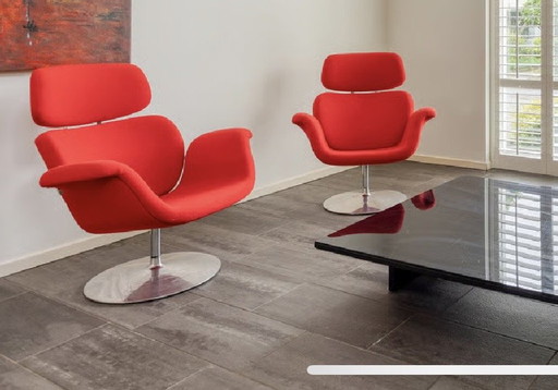 Fauteuils rouges Artifort Tulip 2x