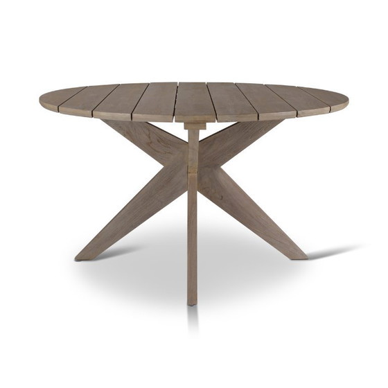 Image 1 of Table ronde en teck gris