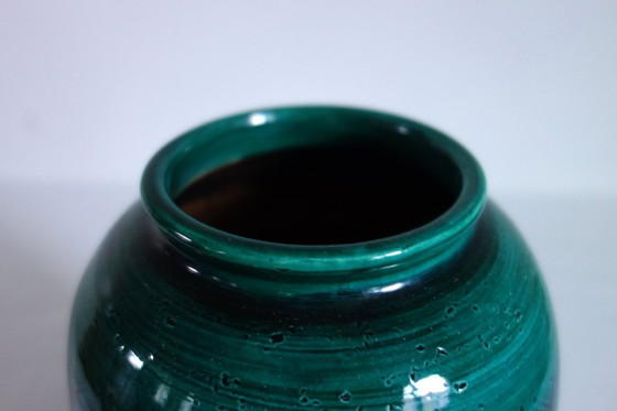 Image 1 of Vintage green ceramic vase in the style of Aldo Londi Bitossi