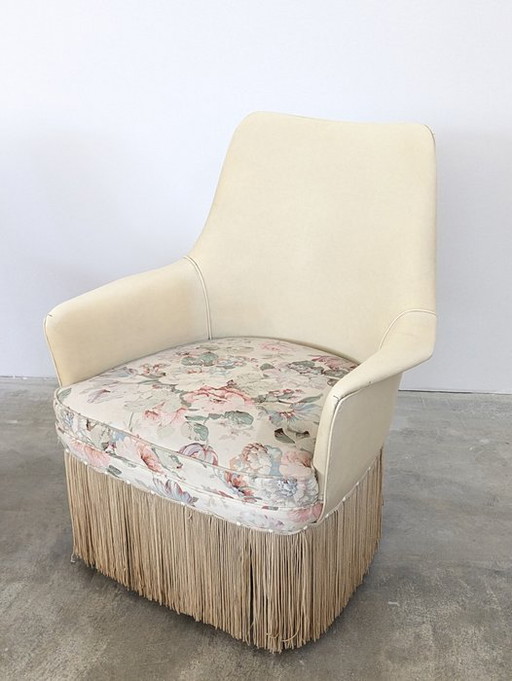 Fauteuil italien vintage (2) - Bois, cuir, tissu - 1960s/1970s