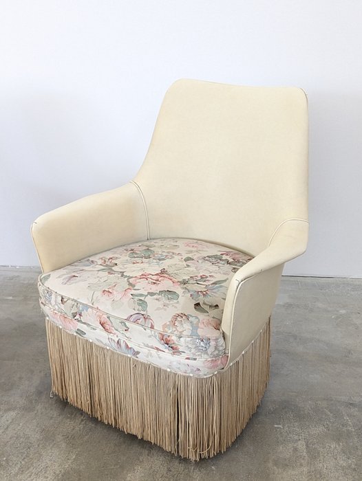 Image 1 of Vintage italian Armchair (2) - Wood, Leather, Fabric - 1960s/1970s
