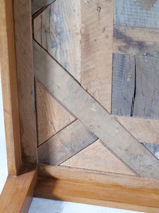 Image 1 of Solid oak coffee table, Aremberg parquet pattern, 19th century