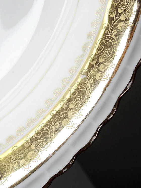 Vintage deep plate in gilded Limoges porcelain, ADP L Royal – Crockery, Gold (photo 9 of 12)