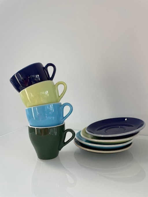 Set van 4 kleurrijke Dürkop Design kop en schotels