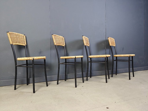 Image 1 of Vintage wicker dining chairs, 1980s - set of 4