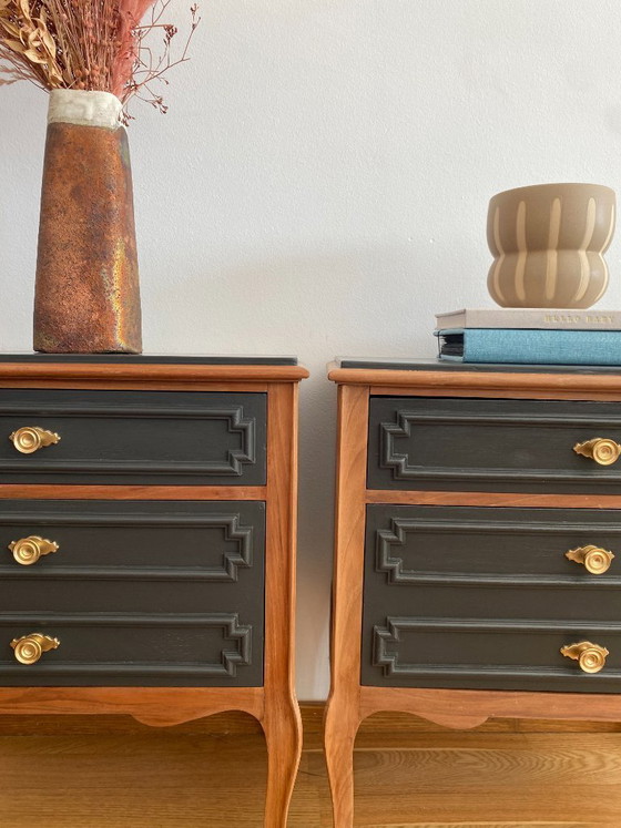 Image 1 of Pair of Restored Wooden Nightstands