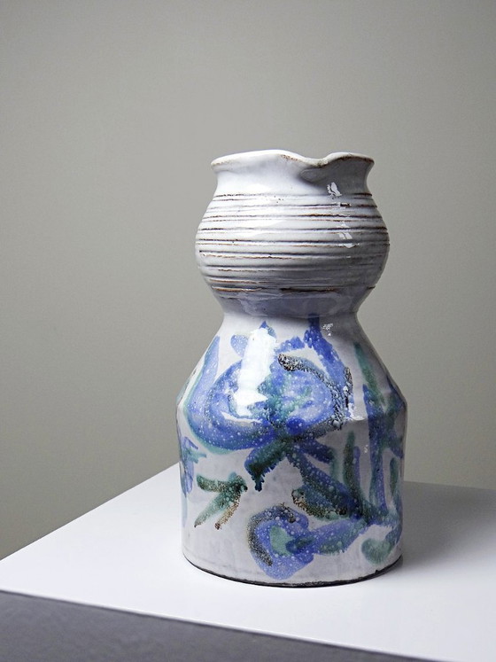 Image 1 of Glazed stoneware pitcher from Vallauris, 1970s, Boris Kasianoff, Albert Thiry, Le Mûrier Era