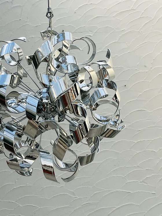 Image 1 of Sculptural chrome designer pendant light
