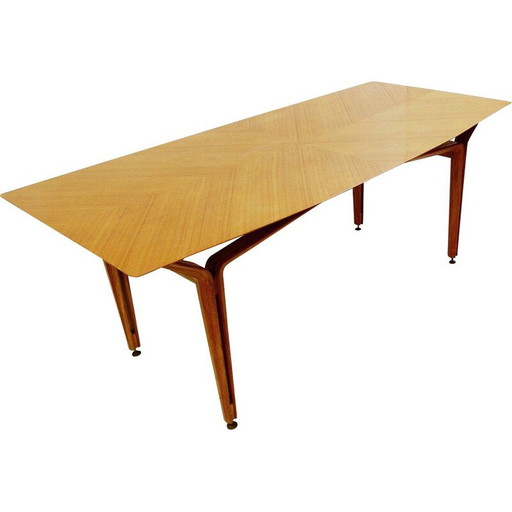 Houten eettafel Mid Century, Italië 1960