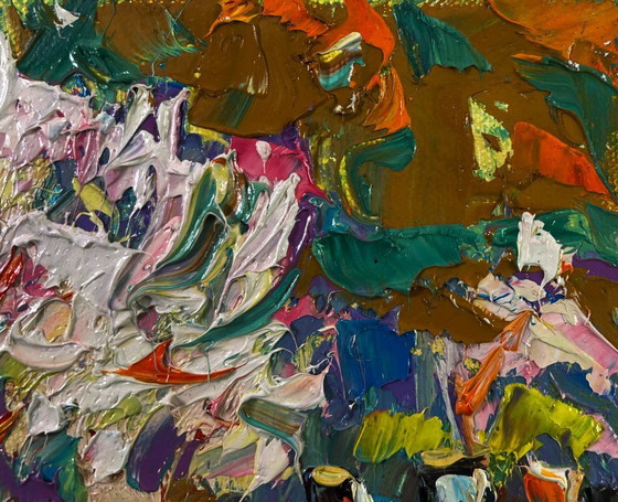 Image 1 of Original Oil Painting Colorful Nature Landscape Petals dancing in the spring breeze