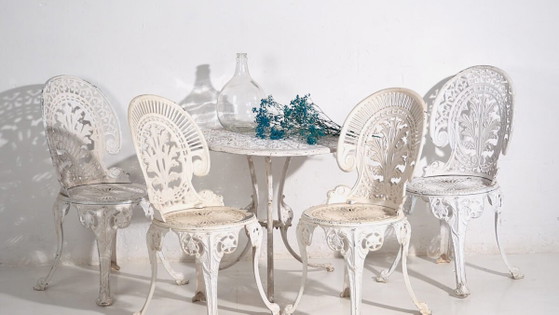 Conjunto de mesa y sillas de jardín Art Nouveau (c.1950). Set de 5 piezas – Conjuntos de jardín, Aluminium (photo 3 of 39)