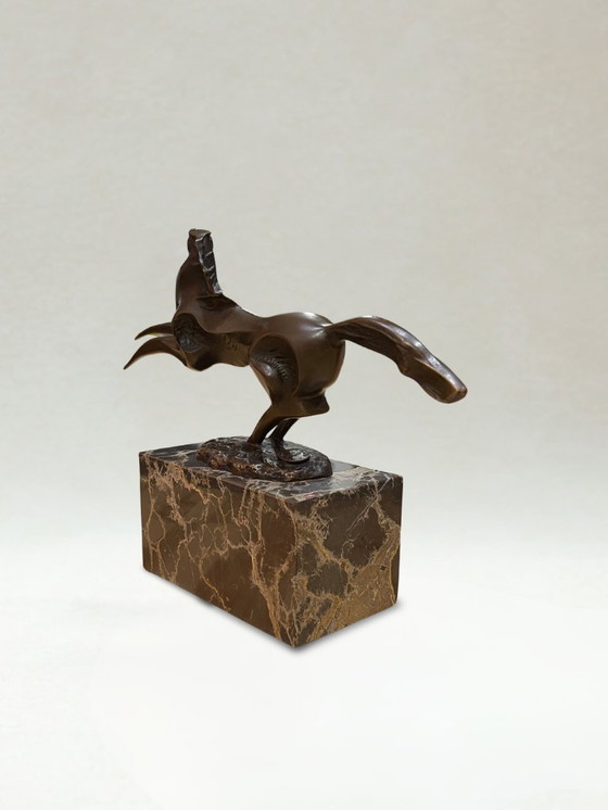 Image 1 of Bronze sculpture – Galloping horse – Signed Milo – Marble base