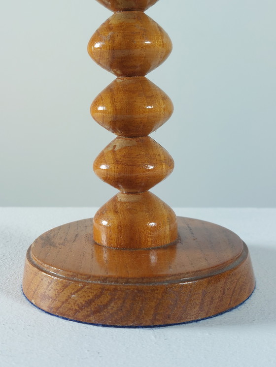 Image 1 of Vintage wooden mid-century candlestick, 1970s