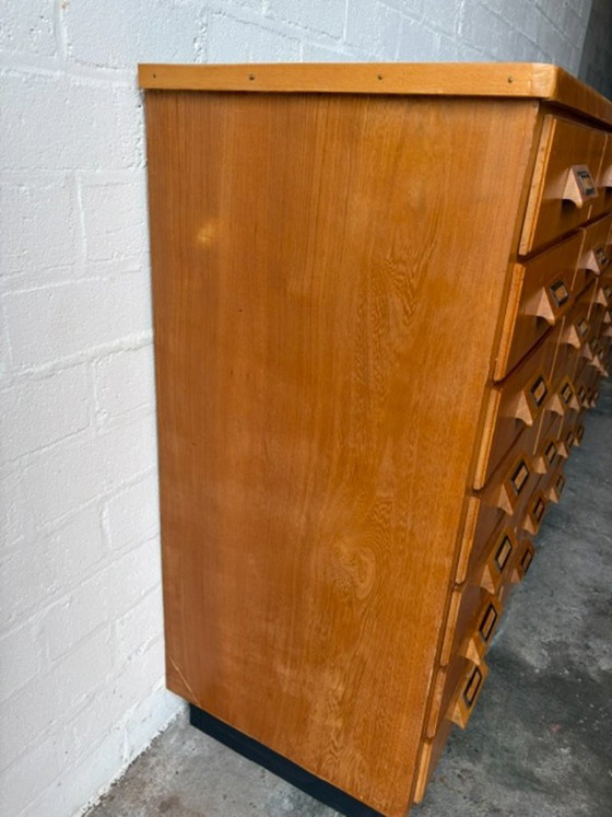 Vintage mid-century apothekerskast,apotheekkast,ladekast, Ladekasten, Hout, Metaal, Bruin (foto 14 van 14)