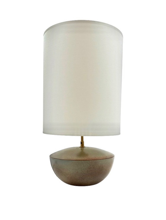 Image 1 of Pied de lampe en céramique verte, style moderne du milieu du siècle, Alain di Bin, France, années 1960