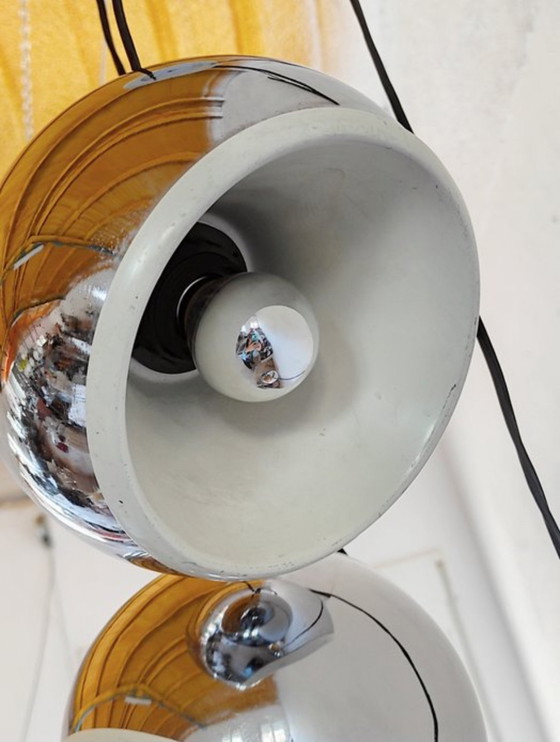 Image 1 of Vintage hanglamp, verchroomd metaal, origineel uit de jaren 70.