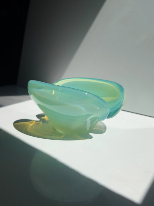 Cendrier vintage en verre à l'uranium de Murano / Vide Poche, Sommerso Glass, Italie, années 1950/60 – schalen