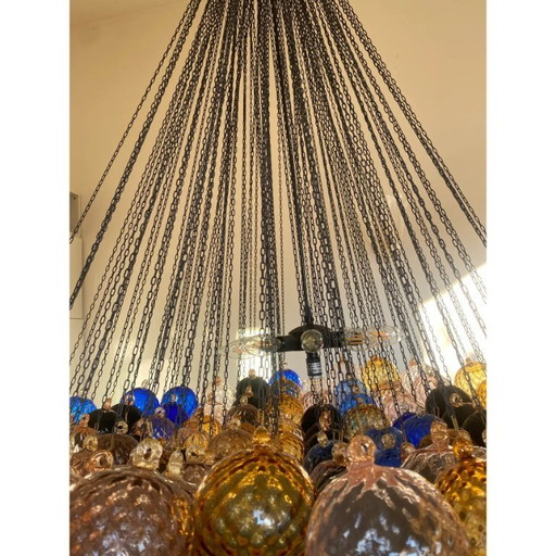 Scenographic Multicolor “Ballotton” Balls Murano Glass Chandelier