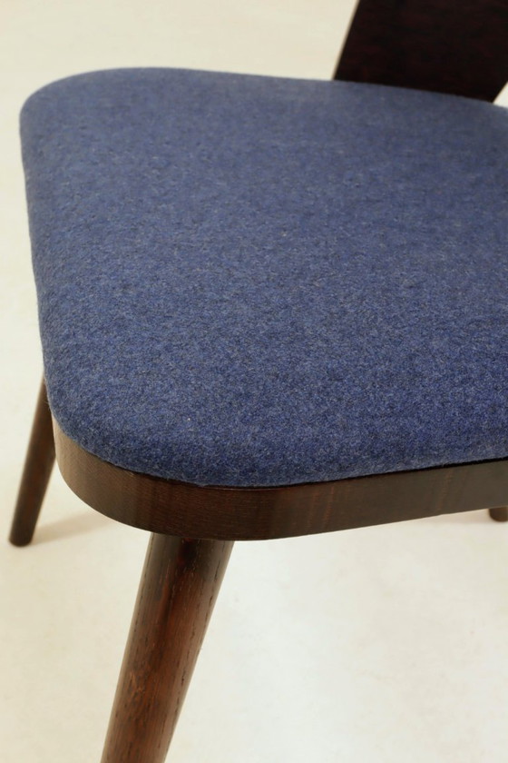 Image 1 of Vintage dining chairs set of 6 oak wood & blue wool