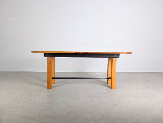 Image 1 of Large wooden dining table, beech design, country style, industrial style