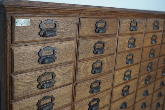 Image 1 of Antiker französischer Archiv-/Apothekerschrank aus Eiche von Chouanard, ca. 1910