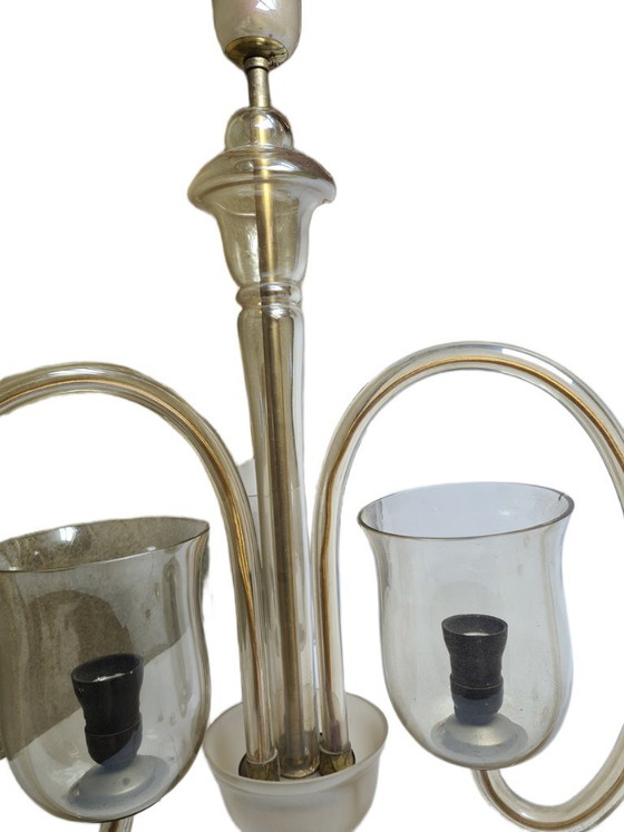 Art Deco kroonluchter van glas, voormalig Tsjecho-Slowakije, jaren 1930 – Metal (photo 6 of 12)