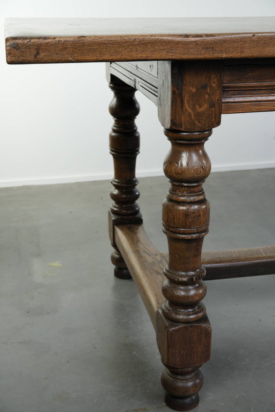 Image 1 of Grote antieke Engelse eikenhouten boeren xxl eettafel in een uniek groot formaat en een prachtig patina uit begin 19e eeuw