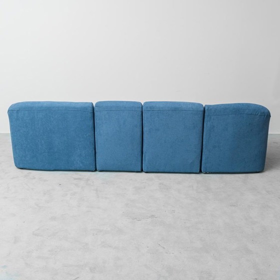 Image 1 of 1970S BLUE FOUR-SEAT SOFA – VINTAGE ITALIAN MODERN DESIGN