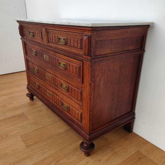 Image 1 of Vintage antique dresser chest of drawers bathroom furniture with marble top
