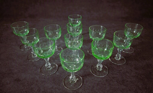 Val Saint Lambert - Drinkware Set (12) - Crystal - Uranium/Anna Glass