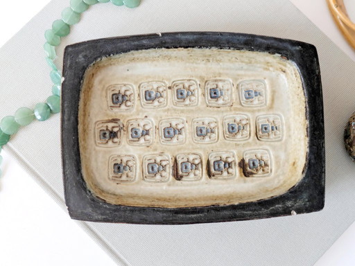 Bol Royal Copenhagen du milieu du siècle par Jørgen Mogensen | Bol en grès brutaliste Scarab Decor | Céramique danoise