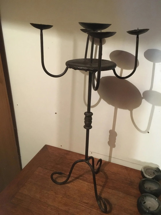 Candelabro 5 candele in ferro battuto – Portacandele, Vintage (photo 6 of 12)