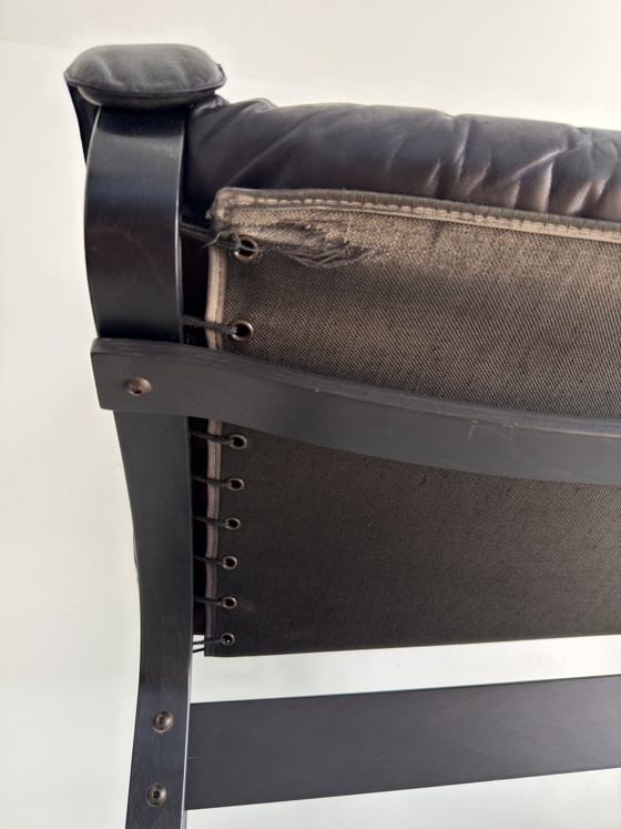 Image 1 of Vintage Westnofa Siesta loungestoel – zwart leer – Noorwegen