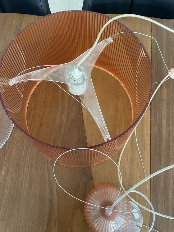 Image 1 of 4 lampes suspendues Kartell, 2x porte-zichtig, 2x rose(oranje)