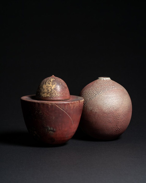 Image 1 of Keramische vaas en doos met deksel – Studio Keramist Artist, Duitsland, 2010