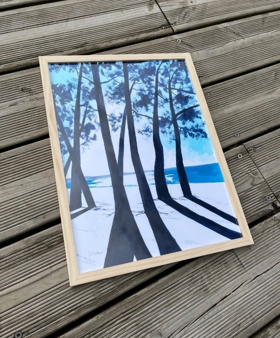 Image 1 of Oost-Indische inkt op wit fabriano papier 300g Onderwerp: Cap Coz Formaat 30x40cm.