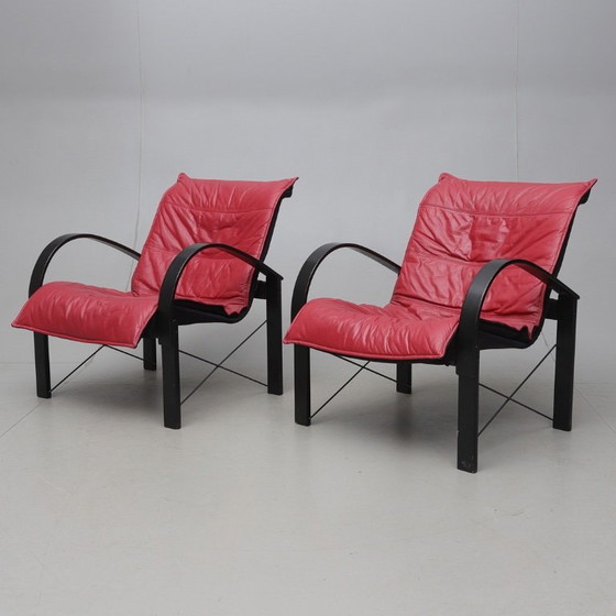Image 1 of IKEA - Tord Björklund - Armchair - Leather, Wood, Metal - Pair of armchairs - 'Polhem'
