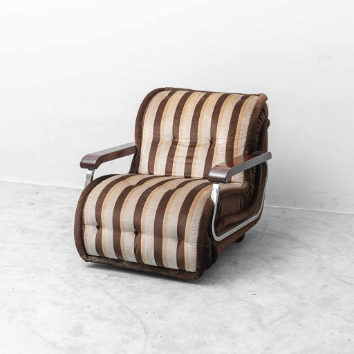 Vintage Malga Armchair in Striped Fabric – 70s Design