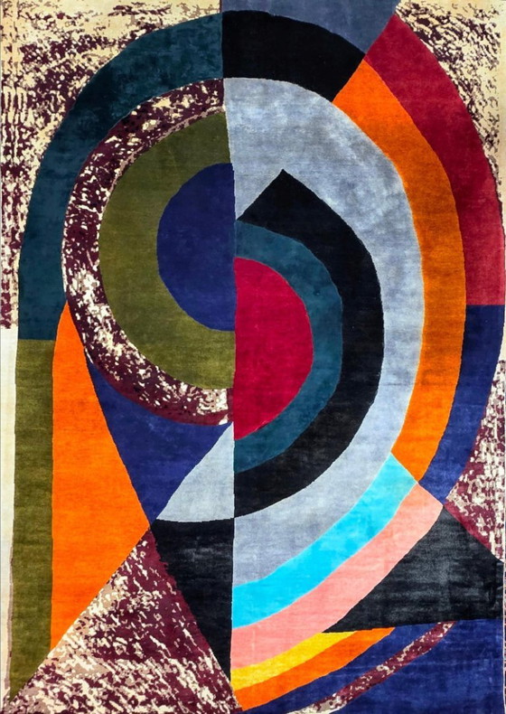 Alfombra Demi-Cercles de Sonia Delaunay – Lana de seda anudada a mano sobre algodón (200x300cm) – Wool (photo 9 of 10)