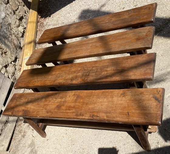 Image 1 of Panca da fattoria in rovere massello, 140 cm, per un tavolo rustico da fattoria anni '50