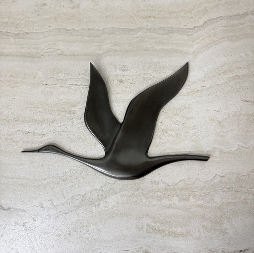 Mid Century Design tinnen wandvogel, 1970