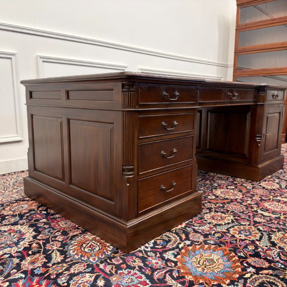 Scrivania da partner inglese classica molto grande – Scrivanie, Leather, Wood (photo 5 of 20)