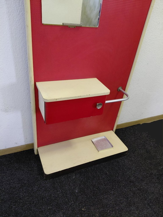 Image 1 of Fifties wall wardrobe in red with ivory white
