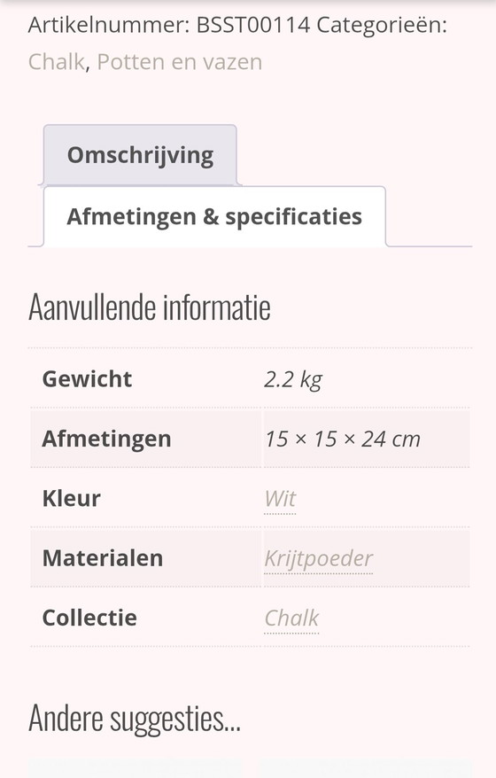 Image 1 of Vaso in gesso Osian da materie prime